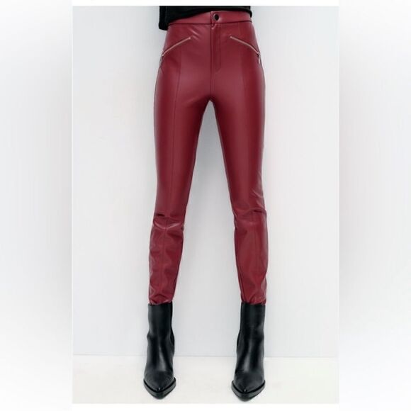 Zara Red Faux Leather Hi-rise
Legging(Size Medium) - Picture 2 of 10